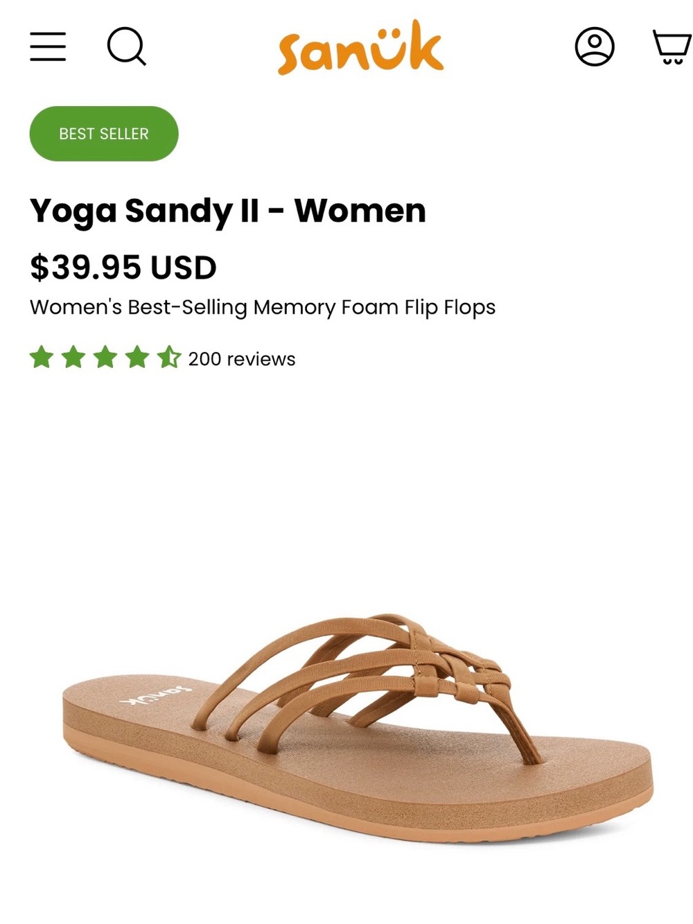 Sanük Yoga Sandy II Women's Memory Foam Flip Flops